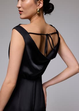 Crinkled Satin Cowl Neck Jumpsuit