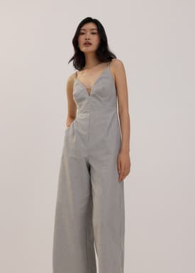 BraFree by LB Plunge Linen Jumpsuit