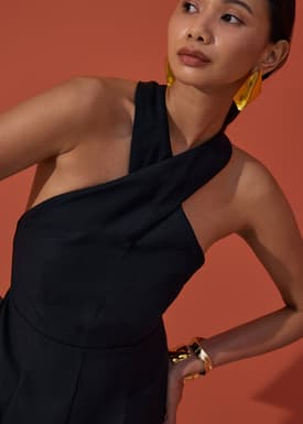 BraFree by LB Multi-way Linen Halter Jumpsuit