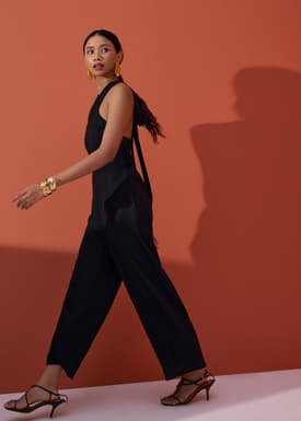 BraFree by LB Multi-way Linen Halter Jumpsuit