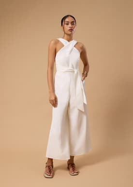 BraFree by LB Multi-way Linen Halter Jumpsuit