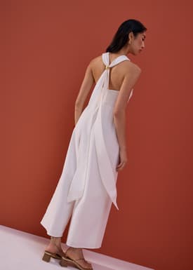 BraFree by LB Multi-way Linen Halter Jumpsuit