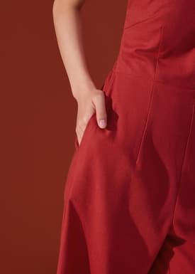 BraFree by LB Multi-way Linen Halter Jumpsuit