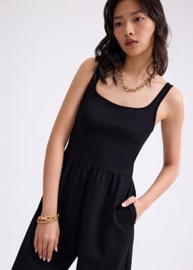 Leggy™ Elastic Jersey Square Neck Jumpsuit