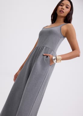 Leggy™ Elastic Jersey Square Neck Jumpsuit