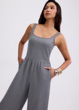 Leggy™ Elastic Jersey Square Neck Jumpsuit