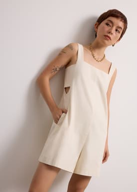 Relaxed Chambray Cutout Romper