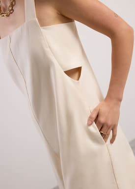 Relaxed Chambray Cutout Romper