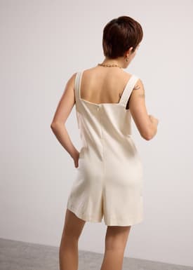 Relaxed Chambray Cutout Romper