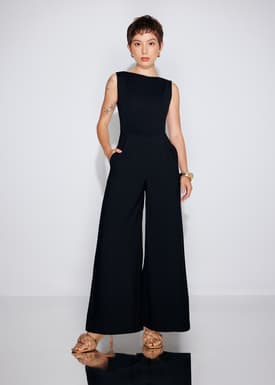Boat Neck Wide Leg Jumpsuit