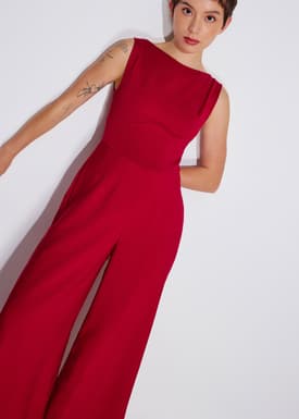 Boat Neck Wide Leg Jumpsuit