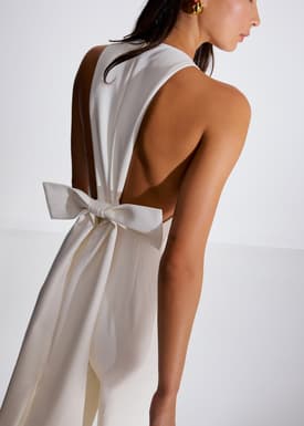 BraFree by LB Detachable Ribbon Tie Halter Neck High Waist Jumpsuit