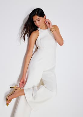 BraFree by LB Detachable Ribbon Tie Halter Neck High Waist Jumpsuit