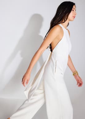 BraFree by LB Detachable Ribbon Tie Halter Neck High Waist Jumpsuit