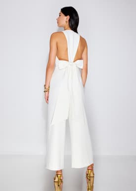 BraFree by LB Detachable Ribbon Tie Halter Neck High Waist Jumpsuit