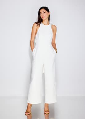 BraFree by LB Detachable Ribbon Tie Halter Neck High Waist Jumpsuit