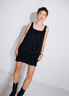 Textured Plisse Square Neck A-Line Romper
