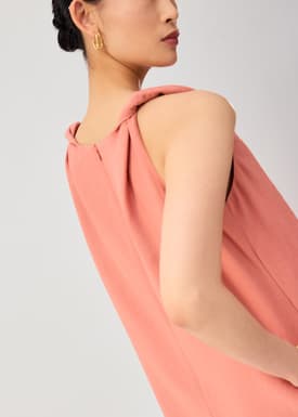 Relaxed Twisted Shoulder Boat Neck Romper