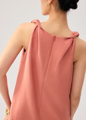 Relaxed Twisted Shoulder Boat Neck Romper