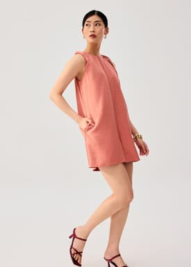 Relaxed Twisted Shoulder Boat Neck Romper