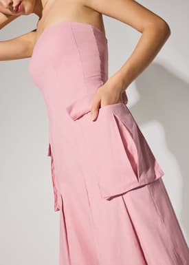 Linen Cargo Tube Jumpsuit