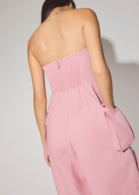 Linen Cargo Tube Jumpsuit