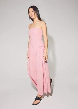 Linen Cargo Tube Jumpsuit