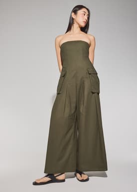 BraFree by LB Linen Cargo Tube Jumpsuit