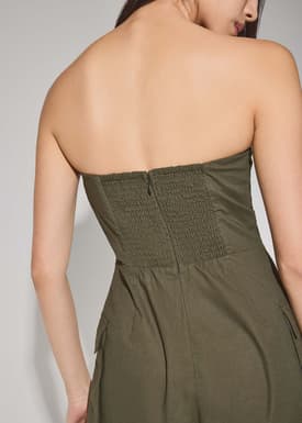 BraFree by LB Linen Cargo Tube Jumpsuit