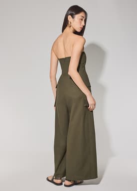 BraFree by LB Linen Cargo Tube Jumpsuit