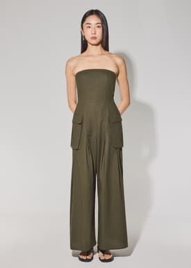 BraFree by LB Linen Cargo Tube Jumpsuit