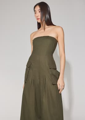 BraFree by LB Linen Cargo Tube Jumpsuit