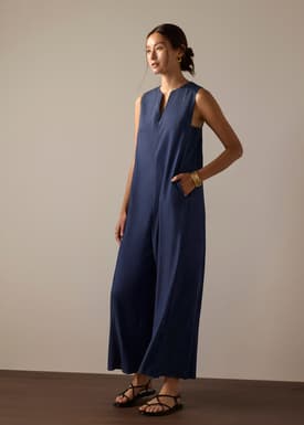 Chambray Wide Leg Jumpsuit