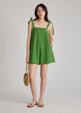 Blanket Stitch Shoulder Tie Romper
