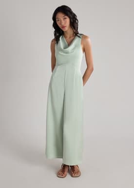 BraFree by LB Satin Cowl Neck Jumpsuit