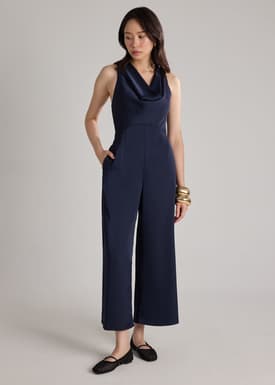 BraFree by LB Satin Cowl Neck Jumpsuit