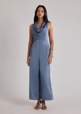 BraFree by LB Satin Cowl Neck Jumpsuit
