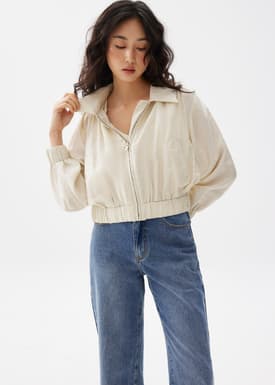 Viscose Relaxed Bomber Jacket