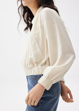 Viscose Relaxed Bomber Jacket