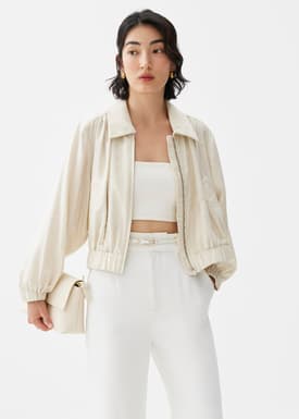 Viscose Relaxed Bomber Jacket