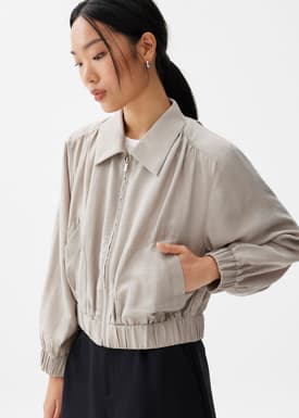 Viscose Relaxed Bomber Jacket