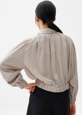 Viscose Relaxed Bomber Jacket