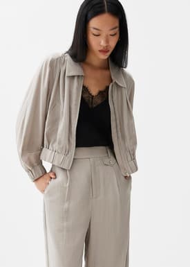Viscose Relaxed Bomber Jacket