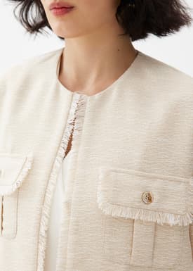 Oversized Fray Tweed Jacket