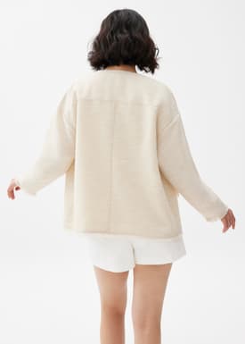 Oversized Fray Tweed Jacket