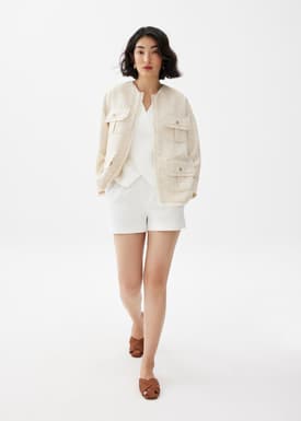 Oversized Fray Tweed Jacket