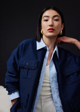 Oversized Fray Tweed Jacket
