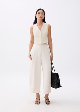 Cropped V-neck Button Down Vest