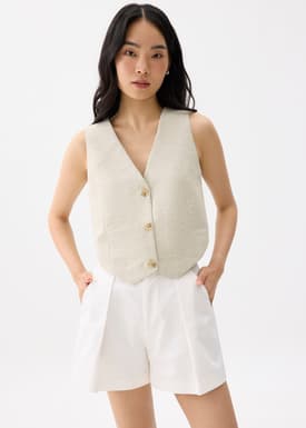 V-neck Button Down Vest