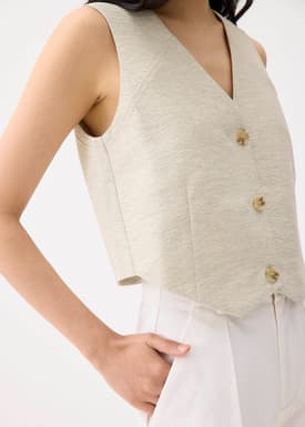 V-neck Button Down Vest
